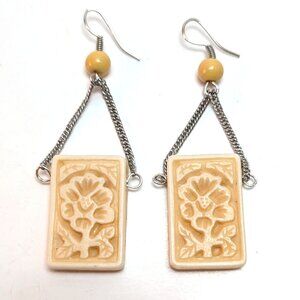 Handmade Vintage 90s Floral Dangle Earrings Boho Cottagecore Kawaii Fairycore